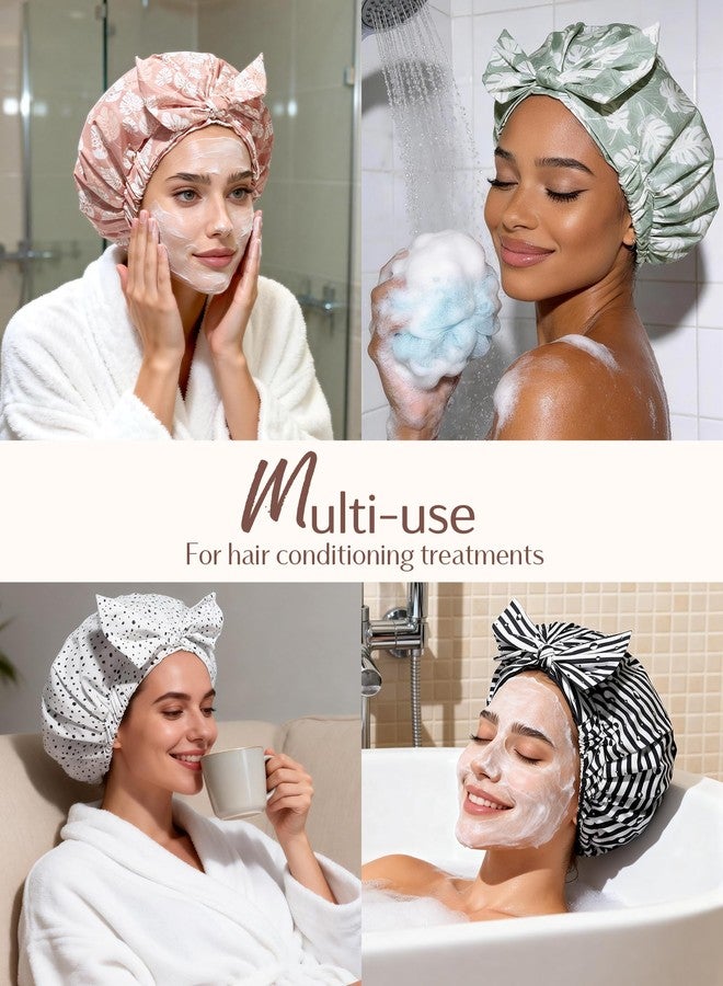 Yanibest Shower Cap for Women Reusable Waterproof, Adjustable Non-Slip Shower Hair Cap, Washable Bath Hat for Long Hair (Green) - Image 5