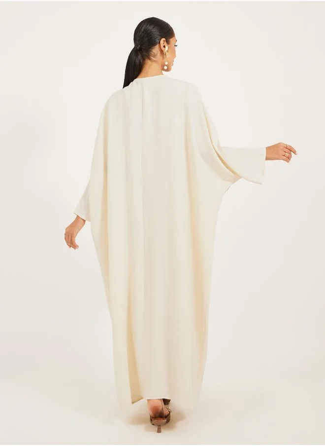 ستايلي Texture Lace Trim Open Abaya