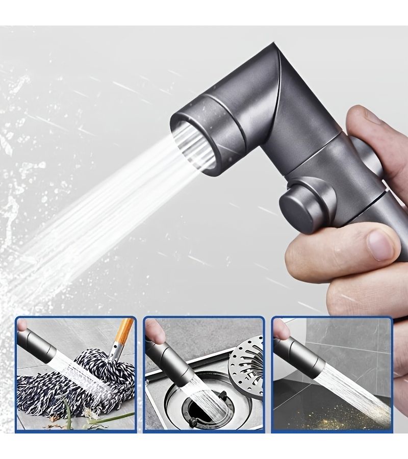 Grey Toilet Spray Gun Faucet High Pressure Booster Water Sprayer For Bathroom Household Cleaning Companion Flush - Image 4