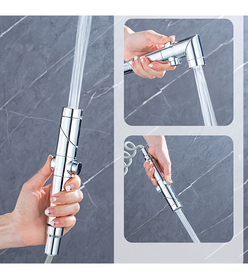 Grey Toilet Spray Gun Faucet High Pressure Booster Water Sprayer For Bathroom Household Cleaning Companion Flush - Image 2