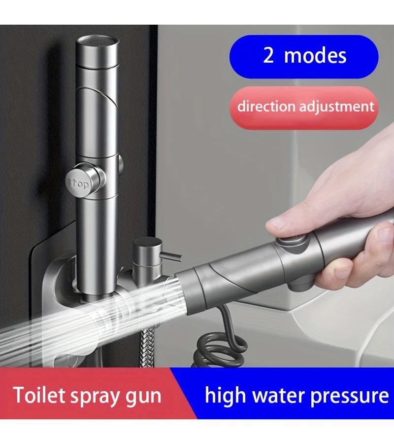 Grey Toilet Spray Gun Faucet High Pressure Booster Water Sprayer For Bathroom Household Cleaning Companion Flush - Image 1
