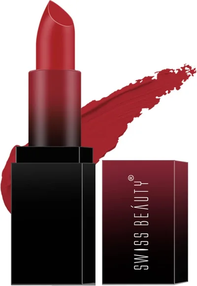 Swiss Beauty Swiss Beauty HD Matte Lipstick | Intense Pigment | Creamy Matte Finish | 8-Hour Stay | 12-Hour Moisturisation | Effortless Glide | Siren-In-Scarlet Shade-01 3.5g