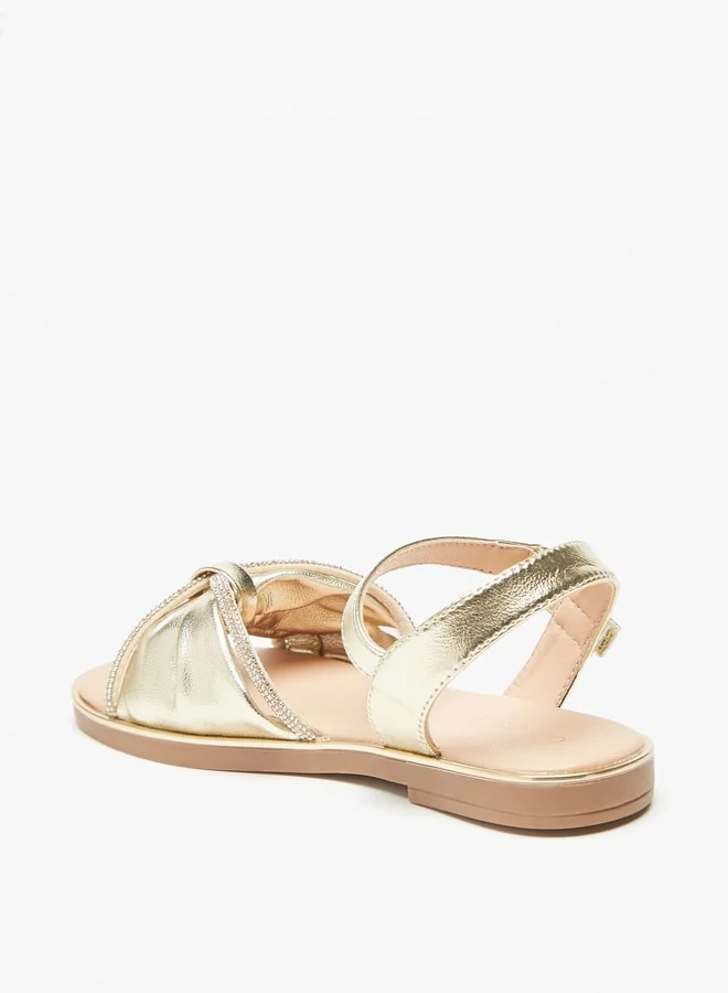 Celeste Girls Bow Detail Sandals with Hook and Loop Closure
