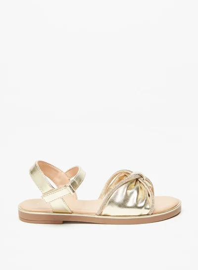 Celeste Girls Bow Detail Sandals with Hook and Loop Closure