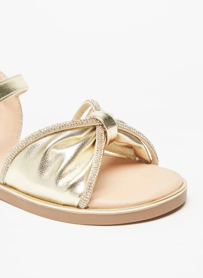 Celeste Girls Bow Detail Sandals with Hook and Loop Closure