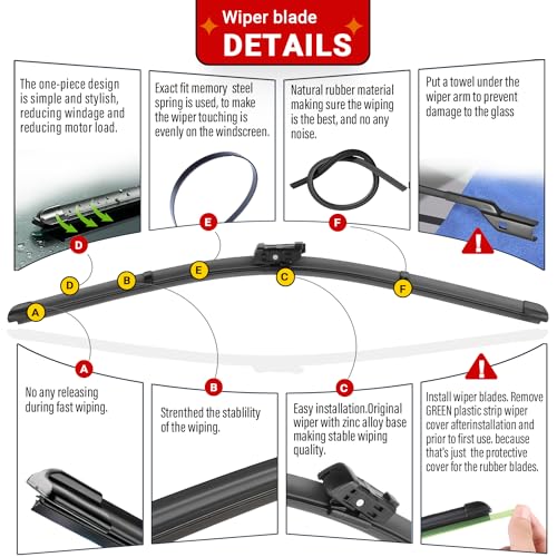 Raintok راينتوك 26" 19" شفرات مساحات الزجاج الأمامي بديل لسيارة تسلا موديل 3 من 2017-2023 و تسلا موديل Y من 2020 2021 2022 2023 مجموعة شفرات المساحات الأمامية بجودة المصنع الأصلية لسيارتي - (عبوة من 2) - Image 3