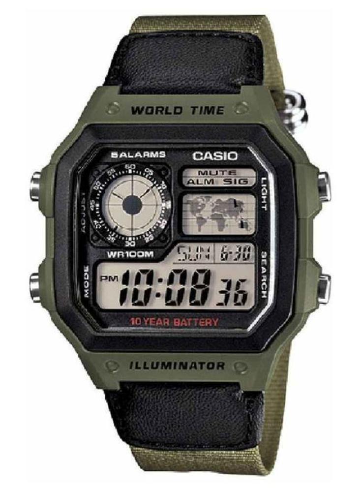 كاسيو ساعة يد رقمية للشباب AE-1200WHB-3B - قياس 39 مم - أخضر/أسود رجال - Image 1