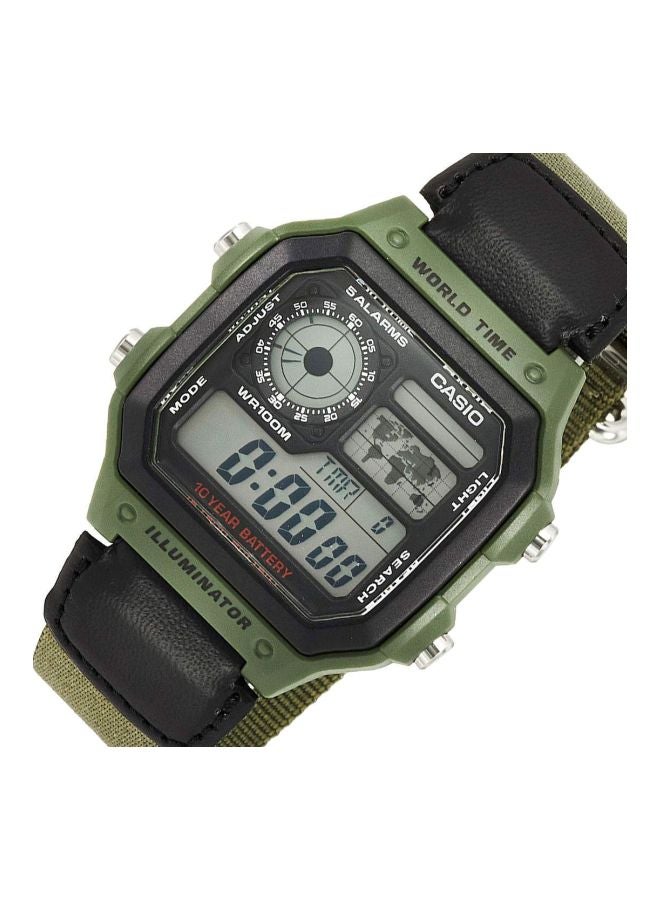 كاسيو ساعة يد رقمية للشباب AE-1200WHB-3B - قياس 39 مم - أخضر/أسود رجال - Image 4