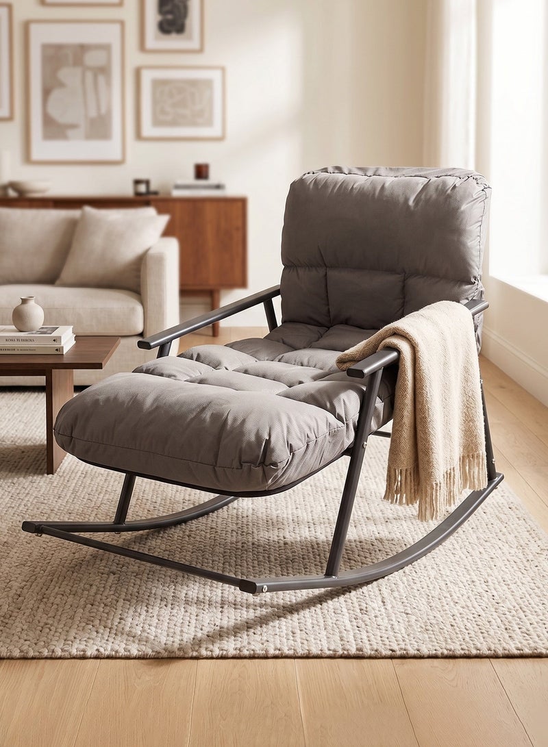 M-Smart Relaxing Rocking Chair, Comfortable Upholstered Lounge Chair with Premium Fabric & Sturdy Metal Frame, Ideal for Living Room, Bedroom, and Office – Gray - Image 1