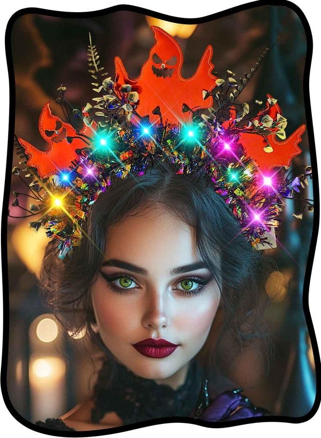 Urieo Ghost Light Up Headband Witch Led Headpiece Halloween Costume Glow Hair Accessories for Women - Image 1