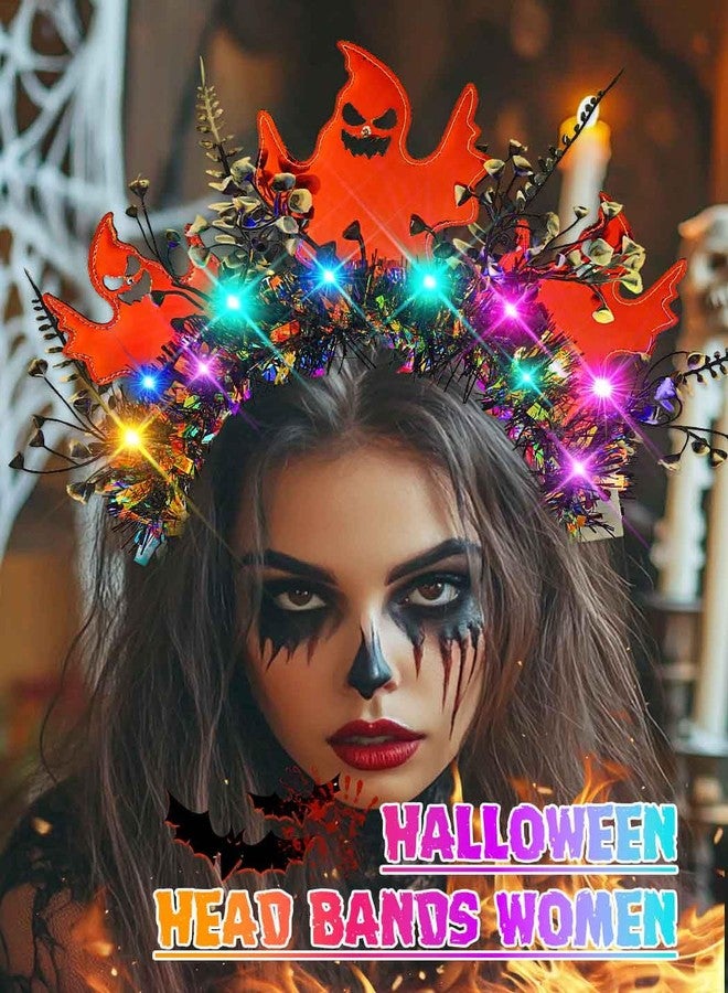Urieo Ghost Light Up Headband Witch Led Headpiece Halloween Costume Glow Hair Accessories for Women - Image 3