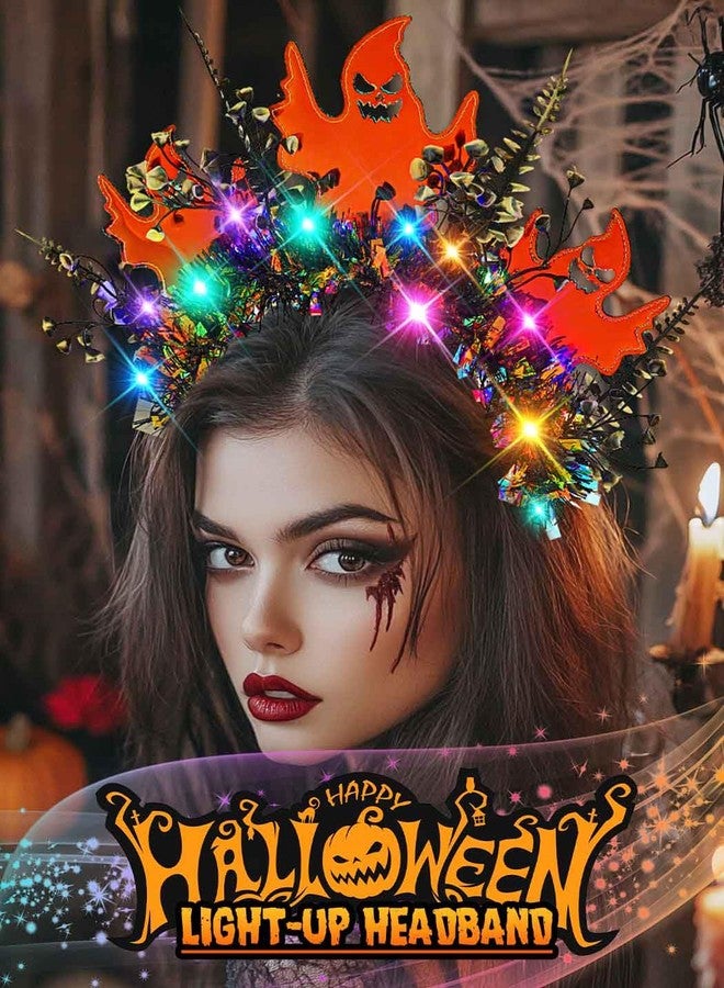 Urieo Ghost Light Up Headband Witch Led Headpiece Halloween Costume Glow Hair Accessories for Women - Image 5