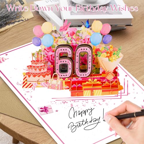 OLOSONG 60th Birthday Card for Women,Jumbo Pop Up 60th Birthday Cards for Her Friend,Back In 1966 Happy 60 Year Old Birthday Decorations for Wife Daughter Mom Funny Birthday Gifts,Rose Gold - Image 5