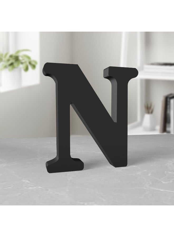 TPGP 6 Inch Black Wood Letters Unfinished Wood Letters for Wall Decor Decorative Standing Letters Slices Sign Board Decoration for Craft Home Party Projects (N) - Image 1