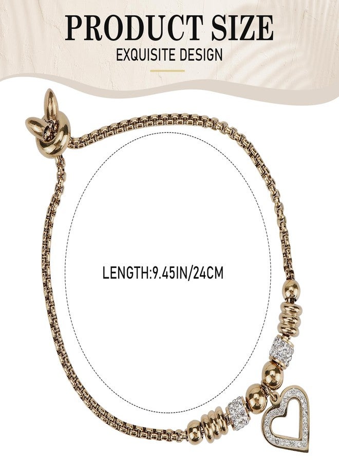 LCJAOF Stainless Steel Heart Charm Bracelet for Women - Hypoallergenic Romantic Jewelry with Adjustable Toggle Clasp, Rose Gold Dainty Link Bracelet Gift for Valentine's Day Anniversary - Image 2