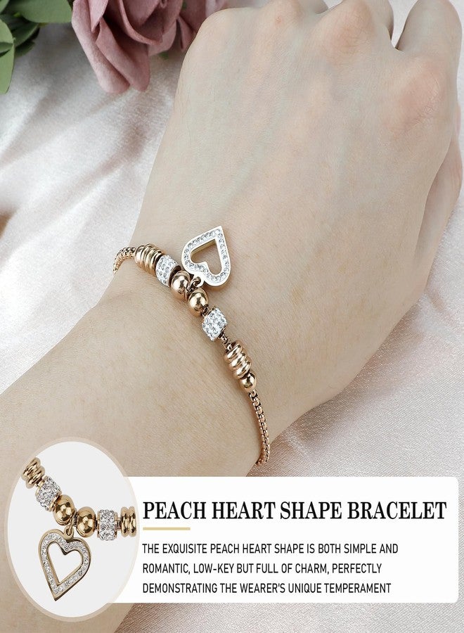 LCJAOF Stainless Steel Heart Charm Bracelet for Women - Hypoallergenic Romantic Jewelry with Adjustable Toggle Clasp, Rose Gold Dainty Link Bracelet Gift for Valentine's Day Anniversary - Image 5