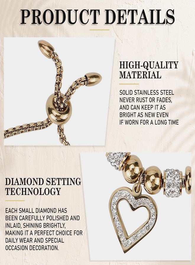 LCJAOF Stainless Steel Heart Charm Bracelet for Women - Hypoallergenic Romantic Jewelry with Adjustable Toggle Clasp, Rose Gold Dainty Link Bracelet Gift for Valentine's Day Anniversary - Image 3