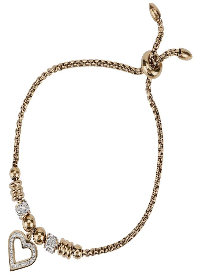 LCJAOF Stainless Steel Heart Charm Bracelet for Women - Hypoallergenic Romantic Jewelry with Adjustable Toggle Clasp, Rose Gold Dainty Link Bracelet Gift for Valentine's Day Anniversary - Image 1