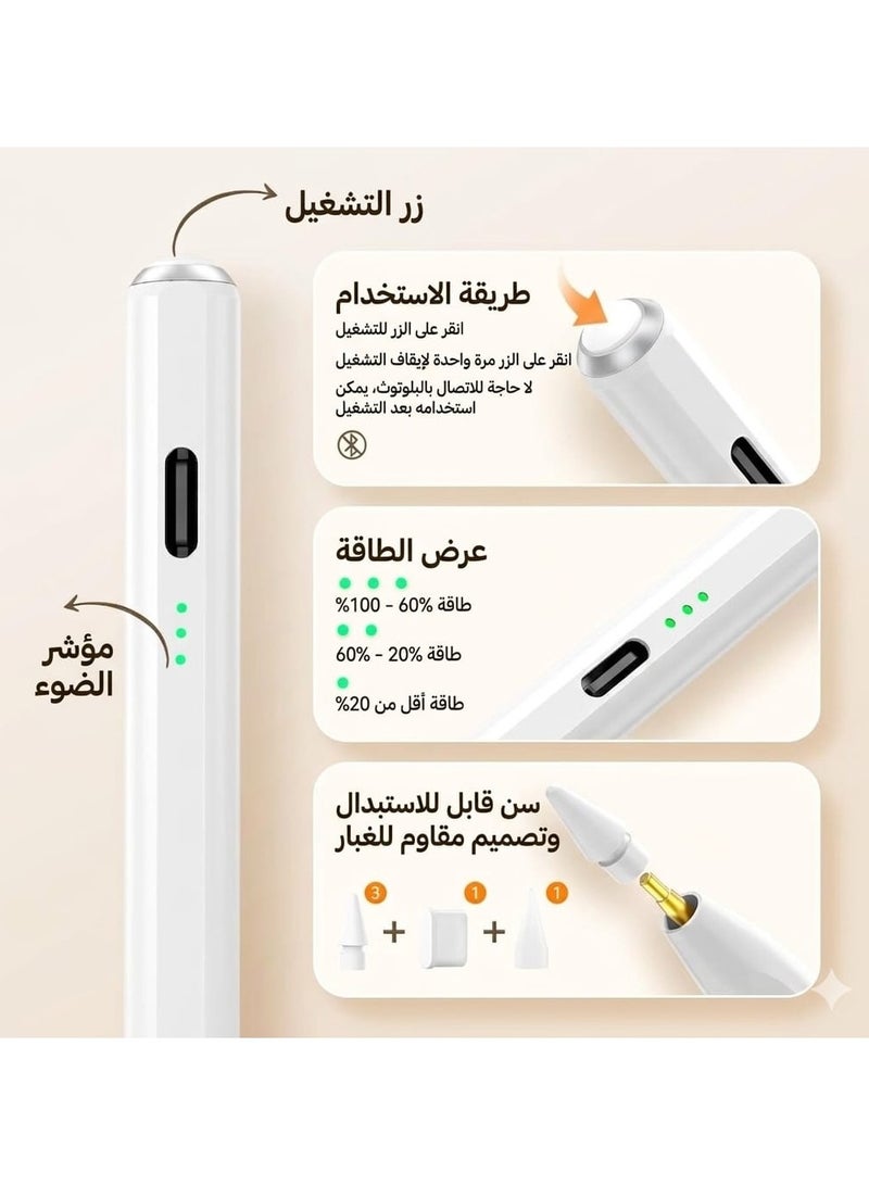 BAROX iPad Stylus Professional Smart Pen Compatible with iPad 2018–2026 ) -(Supports 11th Gen, iPad A16, 10th, 9th, 8th, 7th, 6th, iPad Pro, iPad Air, iPad Mini) – Smooth & Precise Writing with Palm Rejection – Fast Charging 13  Minutes – 10 Hours Battery Life – Touch Power On – Includes 2 Extra Tips For iPad Only, Not Compatible with Android Devices such as Huawei and Honor . - Image 3