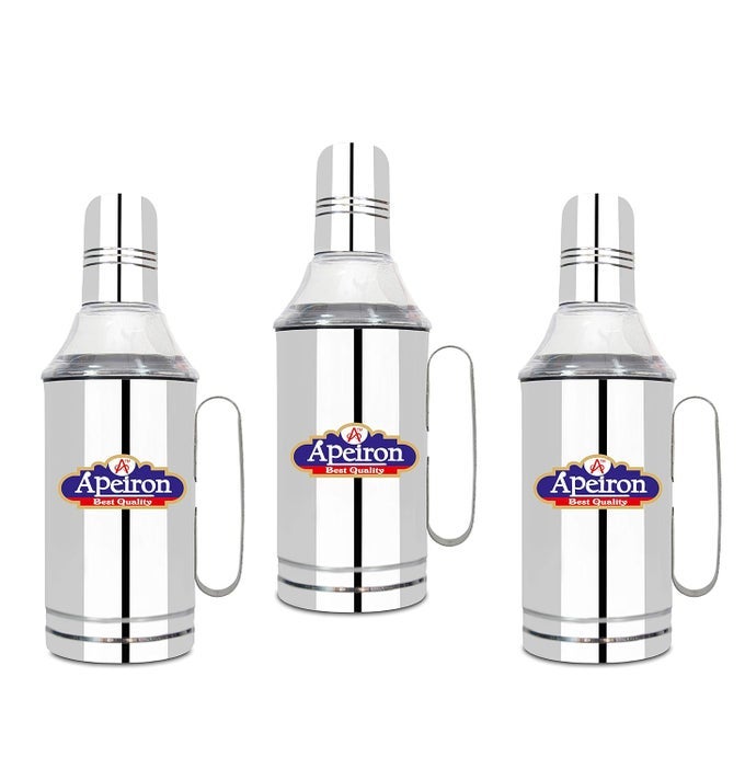 STAINLESS STEEL NOZZLE OIL DISPENSER WITH HANDLE PACK OF 3 1000ML EACH