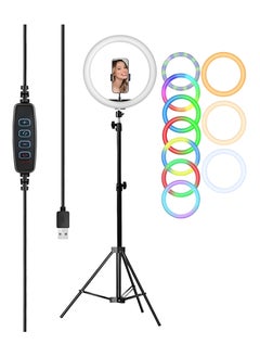 VENDIX Ring Light 12" with MULTI color & Adjustable Tripod upto 78inch, 10 Brightness Levels - Perfect for Makeup, Ring Light for Photography, Shooting, Selfies & Video Calls & Best For Content creation  - Image 1