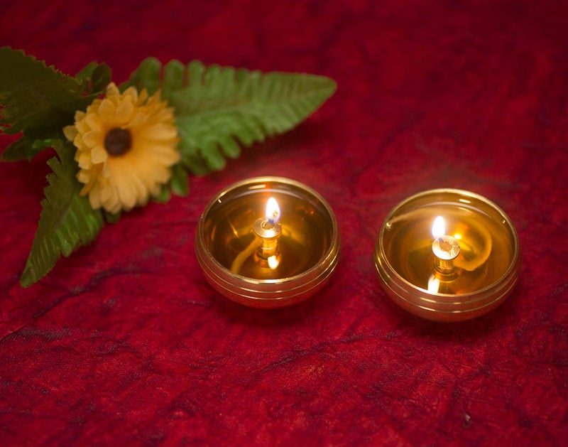 SH RETAIL Brass Apple Shape Akhand Diya with Designed Star Holes on Top Gold - Image 4