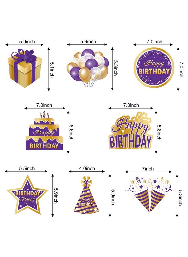 Excelloon Purple Gold Birthday Hanging Swirls Decorations for Women Girls, Purple Happy Birthday Foil Swirls Party Supplies, 10th 16th 21st 30th 40th 50th 60th Bday Ceiling Sign Decor - Image 3