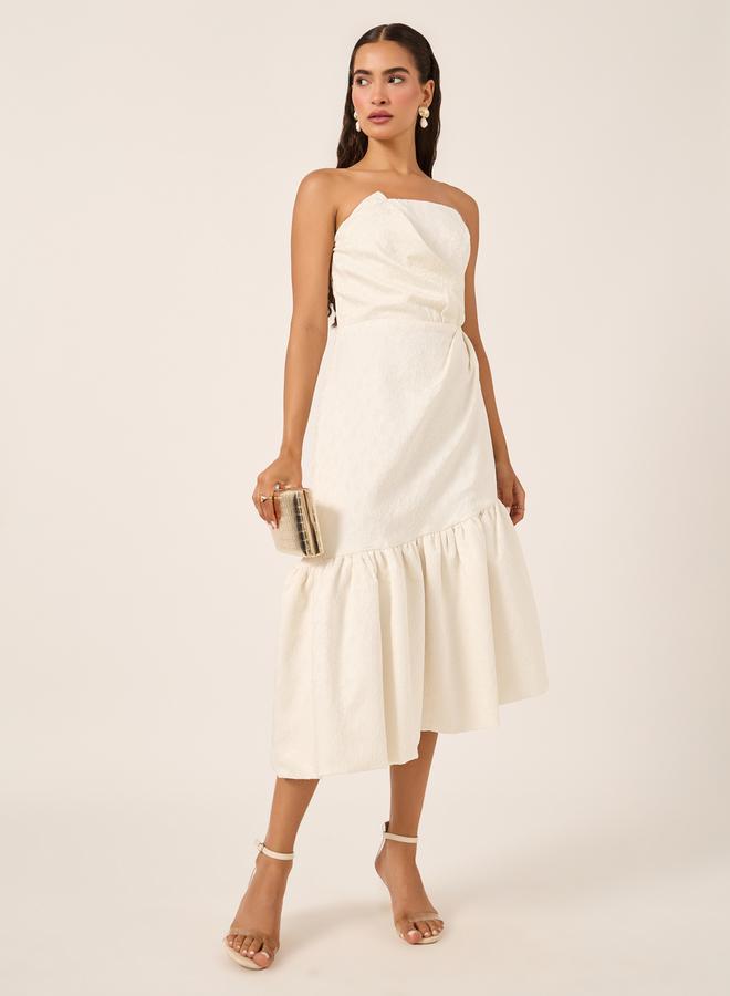 Styli Strapless Ruffle Midi Dress - Image 2