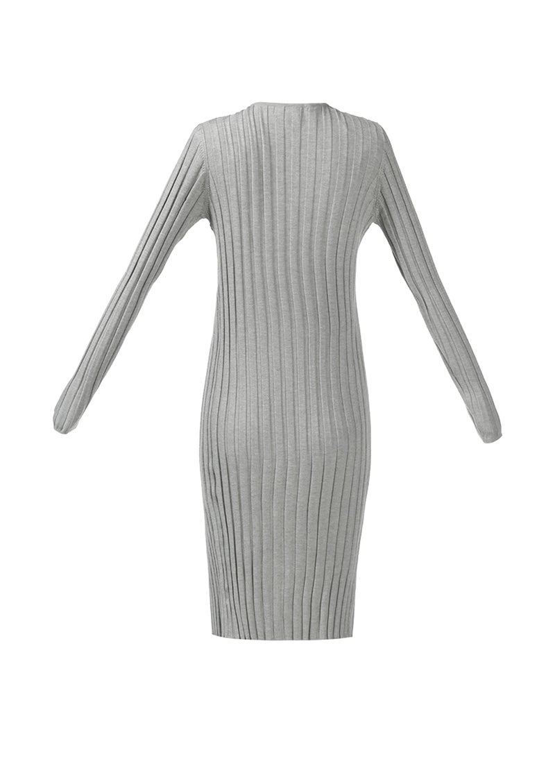 لندن راج سترة منسوجة من نسيج مضلع باللون الرمادي الفاتح - Image 2