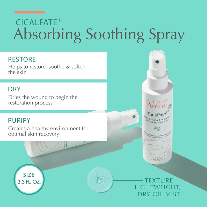 Avene Cicalfate+ Absorbing Soothing Spray to dry and restore irritated, sensitive skin, helps restore skin barrier, safe for infants, children and adults - Image 2