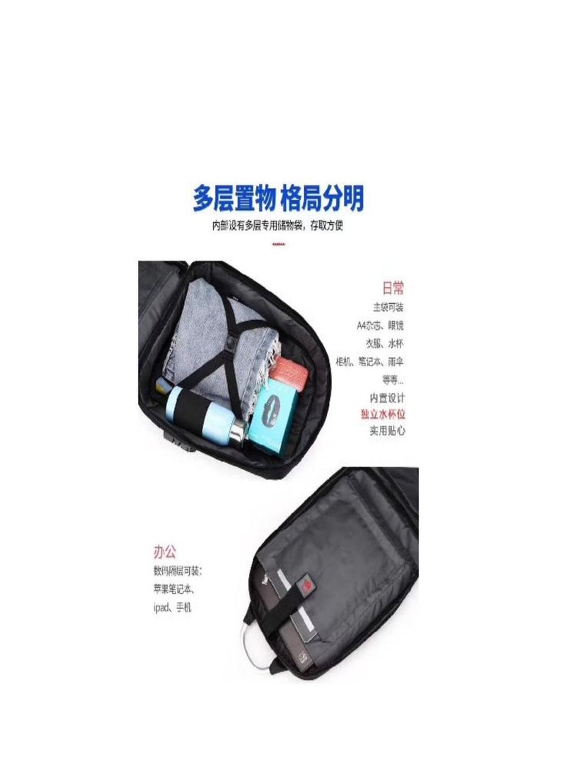 Leather Face Bag Anti-Theft (with A Lock) Design For Travel & Trip Bag + USB PORT  - Image 2