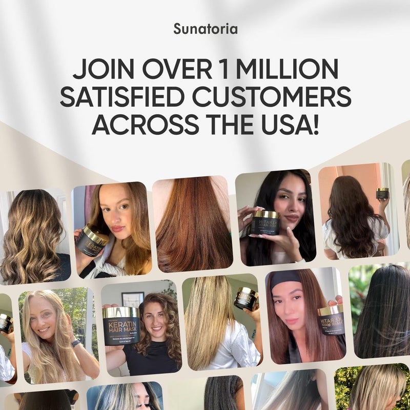 SUNATORIA Keratin Hair Mask - Deep Conditioner for Dry Damaged Hair - Hydrates, Repairs, Nourishes - Keratin Hair Treatment - Deep Conditioning Hair Mask - Keratina Mascarilla Para el Cabello - Image 4