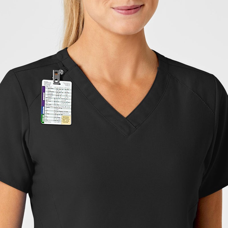 Wink Scrubs for Women, W123, Stylized V-Neck Tops with 5 Pockets Black - Image 3