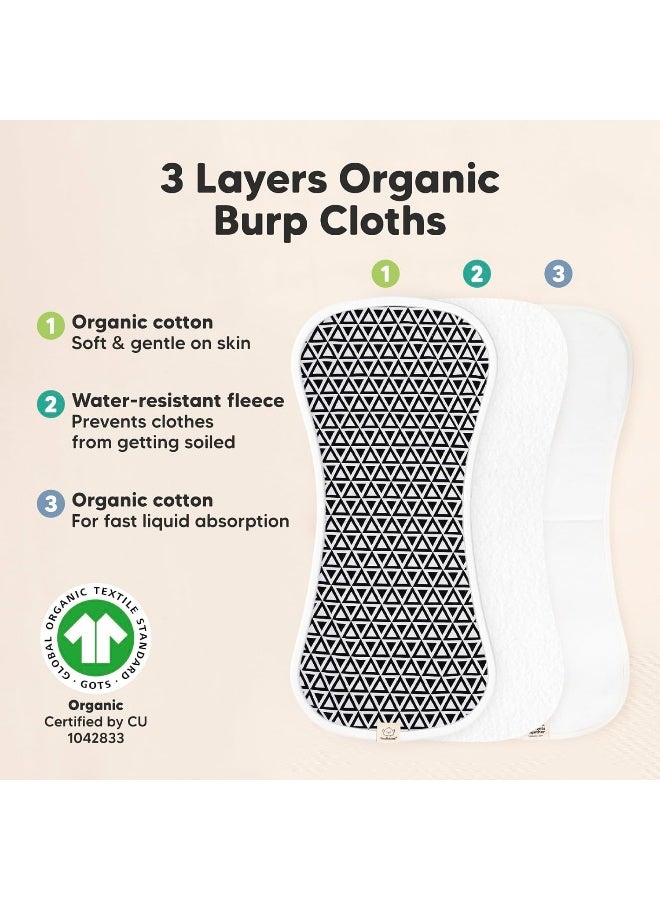 KeaBabies Organic Burp Cloths for Baby Boys and Girls - 5-Pack Ultra Absorbent Burping Cloth, Burp Clothes, Newborn Towel - Milk Spit Up Rags - Burpy Cloth Bib for Unisex, Boy, Girl - Burp Cloths (MONOS) - Image 4