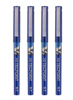 PILOT 4-Piece Hi-tecpoint V7 Fine Rollerball Pen Blue Ink  - Image 1