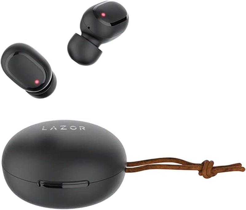 لازور سماعات Lazor Fusion+ EA225 TWS خفيفة وأنيقة التصميم، مزودة بصوت عالي الجودة (HD)، وتحكم باللمس، وتقنية بلوتوث V5.0، وشحن عبر منفذ Type-C، باللون الأسود، ولاسلكية، ومتوافقة مع المعايير القياسية. - Image 1