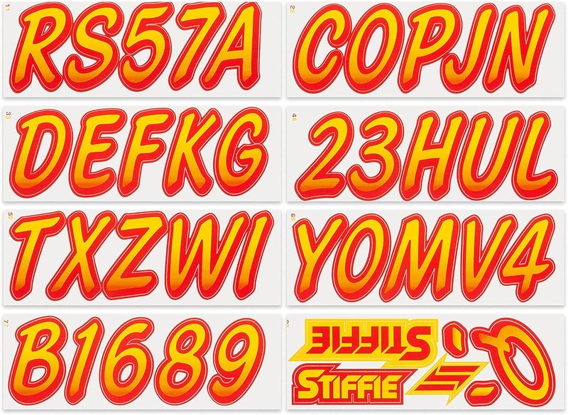 Stiffie Whipline Yellow/Red 3" Boat & PWC Registration Decals • Numbers Letters Stickers - Image 3