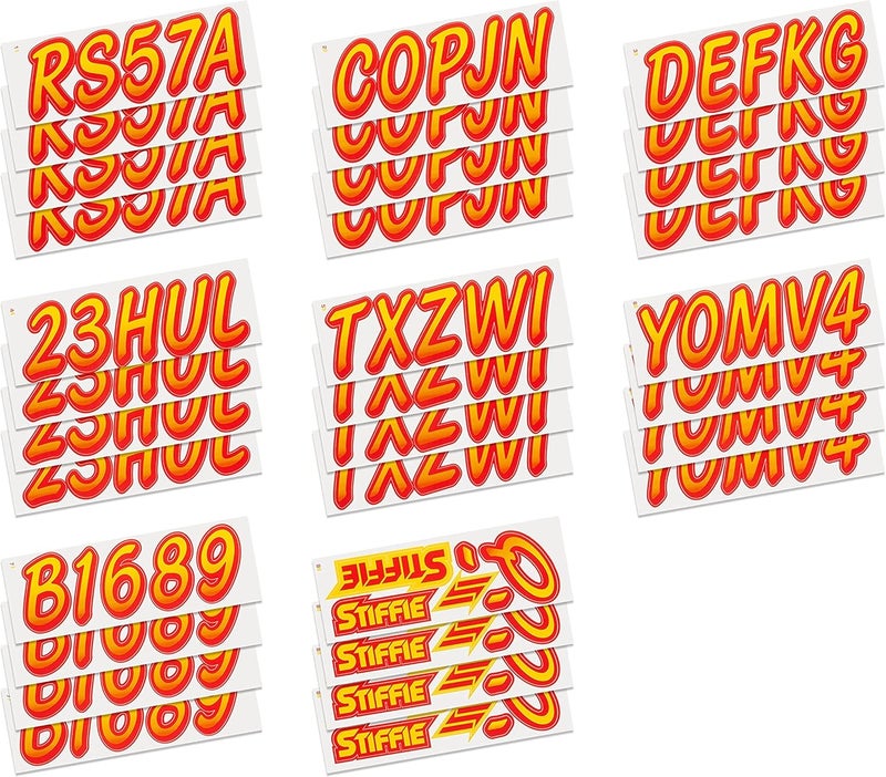 Stiffie Whipline Yellow/Red 3" Boat & PWC Registration Decals • Numbers Letters Stickers - Image 4
