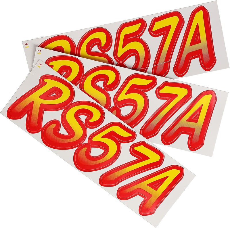 Stiffie Whipline Yellow/Red 3" Boat & PWC Registration Decals • Numbers Letters Stickers - Image 5