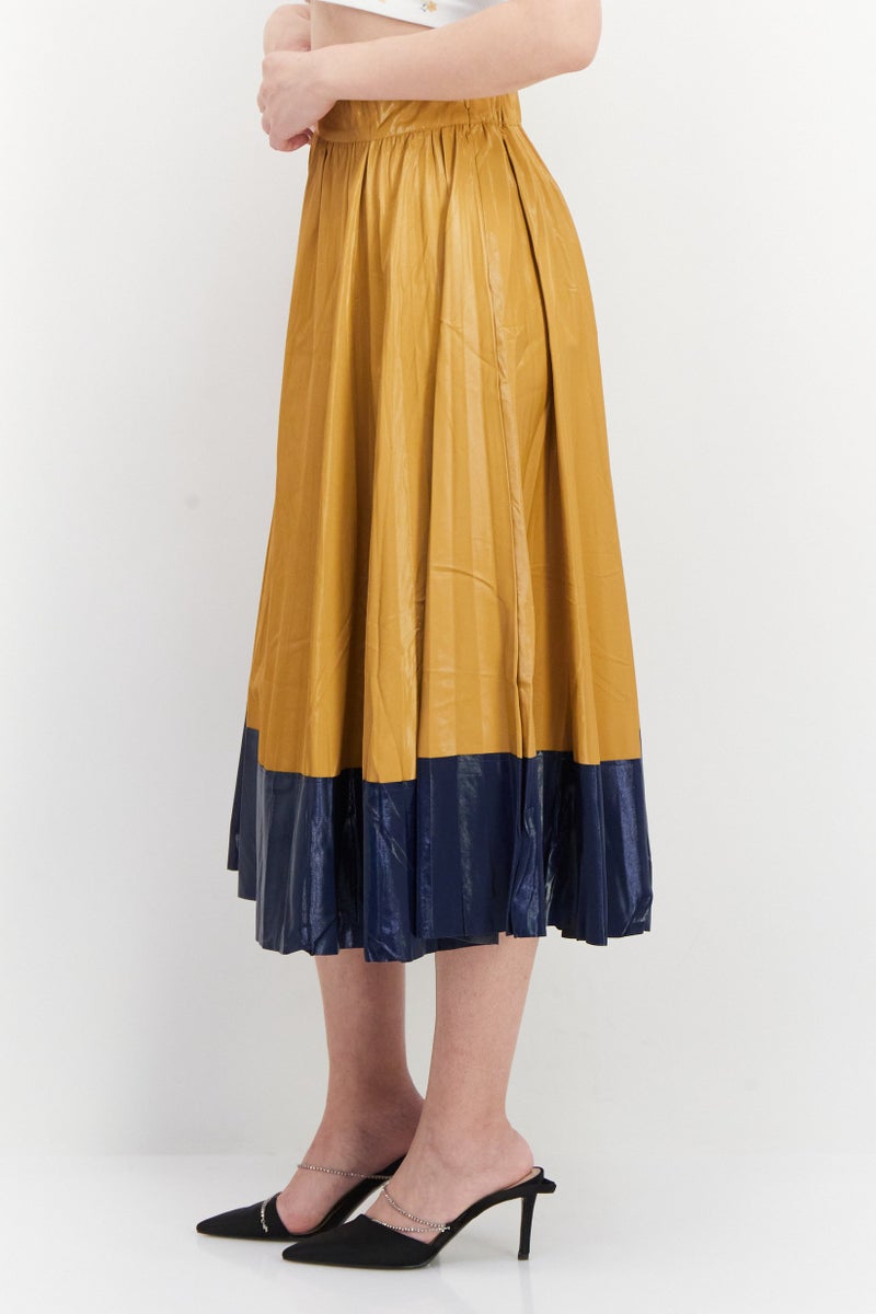 ONLY Women Solid Midi Skirt, Brown - Image 3