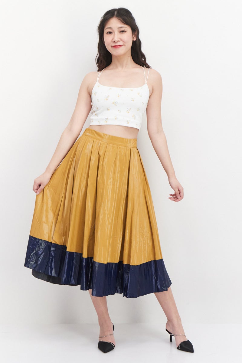 ONLY Women Solid Midi Skirt, Brown - Image 2