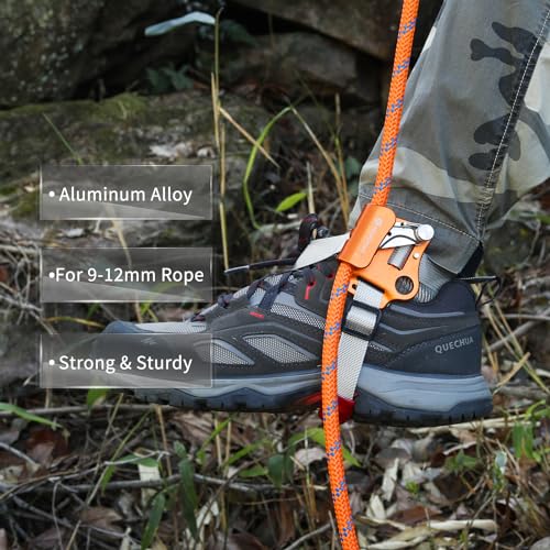 NewDoar Left Foot Ascender Riser Rock Climbing Tree Arborist Mountaineering Rappelling Quick Step Equipment CE Certified Climbing Device for 8~13MM Rope(Left Orange) - Image 3