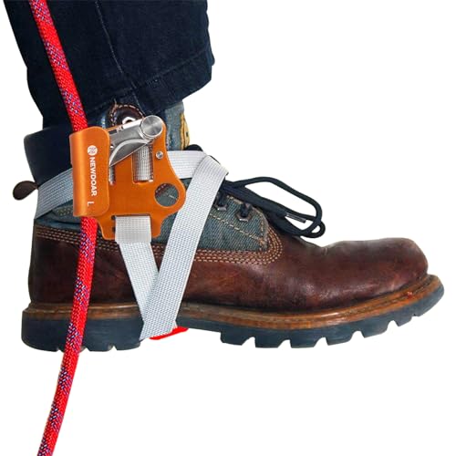 NewDoar Left Foot Ascender Riser Rock Climbing Tree Arborist Mountaineering Rappelling Quick Step Equipment CE Certified Climbing Device for 8~13MM Rope(Left Orange) - Image 1