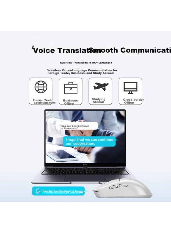 Venfish Ai Smart Voice Mouse Silent Wireless Bluetooth Mouse Voice Typing Translation One-click Screenshot Rechargeable Office Mouse Cloud White - Image 4