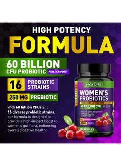 Probiotics for Women - 60 Billion CFUs, 16 Strains, with Cranberry, D-Mannose & Prebiotics - Supports Digestive, Immune, & Vaginal Health - Non-GMO, Dairy & Gluten-Free - 60 Veggie Capsules - pzsku/Z702D8C15F32AC32E99B4Z/45/_/1735907441/50c8388b-ca10-4475-b858-c4570db41fea