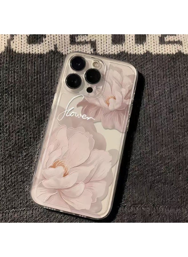 NIBEMINENT Oil Painting Light Pink Flower Protective TPU Case Cover For iPhone 14 Pro - Image 3