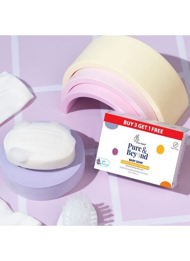 R for Rabbit - Baby Soap (Pack Of 3+1 Free) Pure & Beyond Ph 5.5 Baby Bathing Cleaninsing Bar For Sensitive Skin Oatmeal & Shea Butter - Image 1