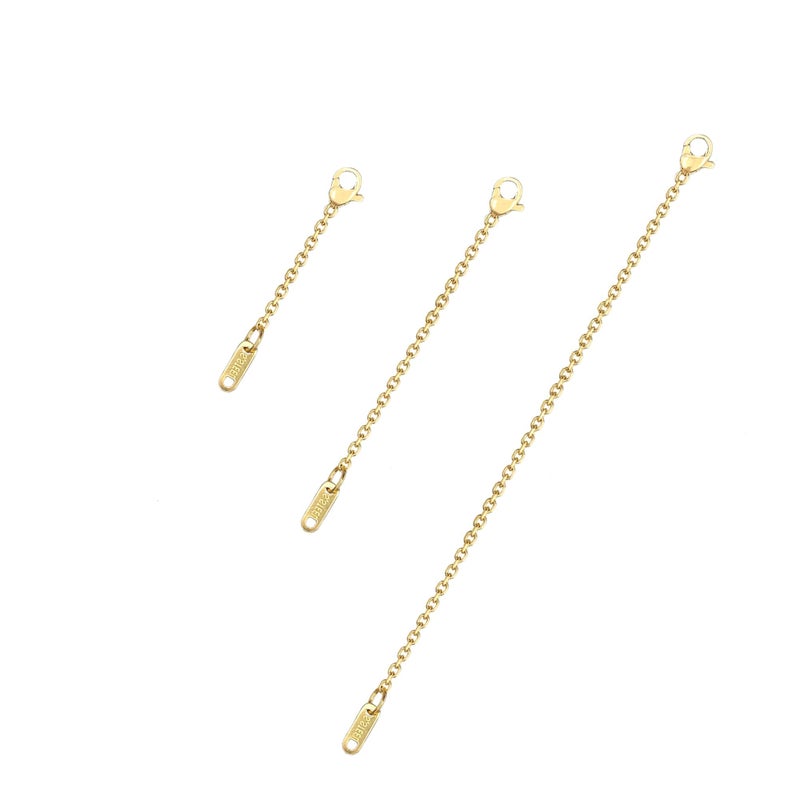Bonison Necklace Extenders, 18k Gold Plated Chain Extenders for Necklaces, Gold Necklaces Bracelet Anklet Extender for Women Jewelry Making, 3 Piece Set, 2", 4", 6" - Image 1