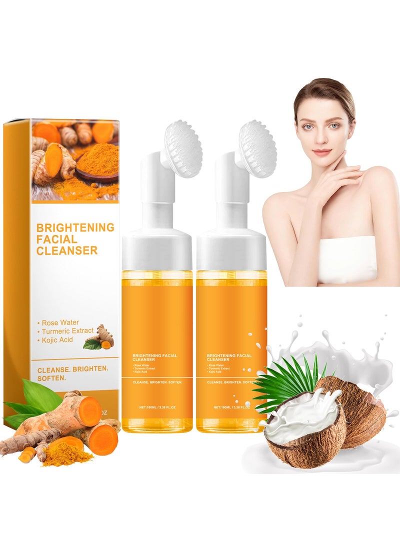 TrimakeShop 2pcs Turmeric Facial Cleanser Turmeric Facial Wash Turmeric Foaming Cleanser for All Skin 