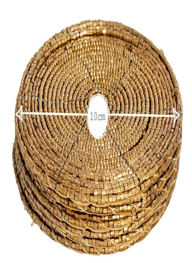 VDECORS طقم قواعد أكواب شاي بنية اللون مصنوعة يدويًا من الخرز من Vdecors، قطرها 4 بوصات. - Image 1